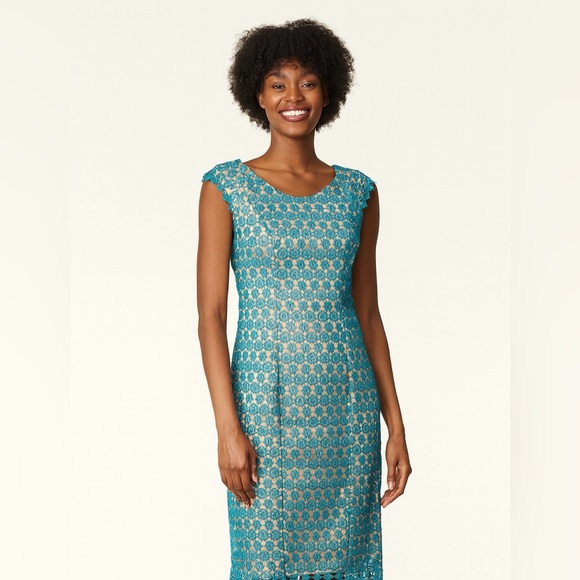 Adrianna Papell Dresses & Skirts - 👗 NWT! Adrianna Papell Crochet Lace Teal Dress